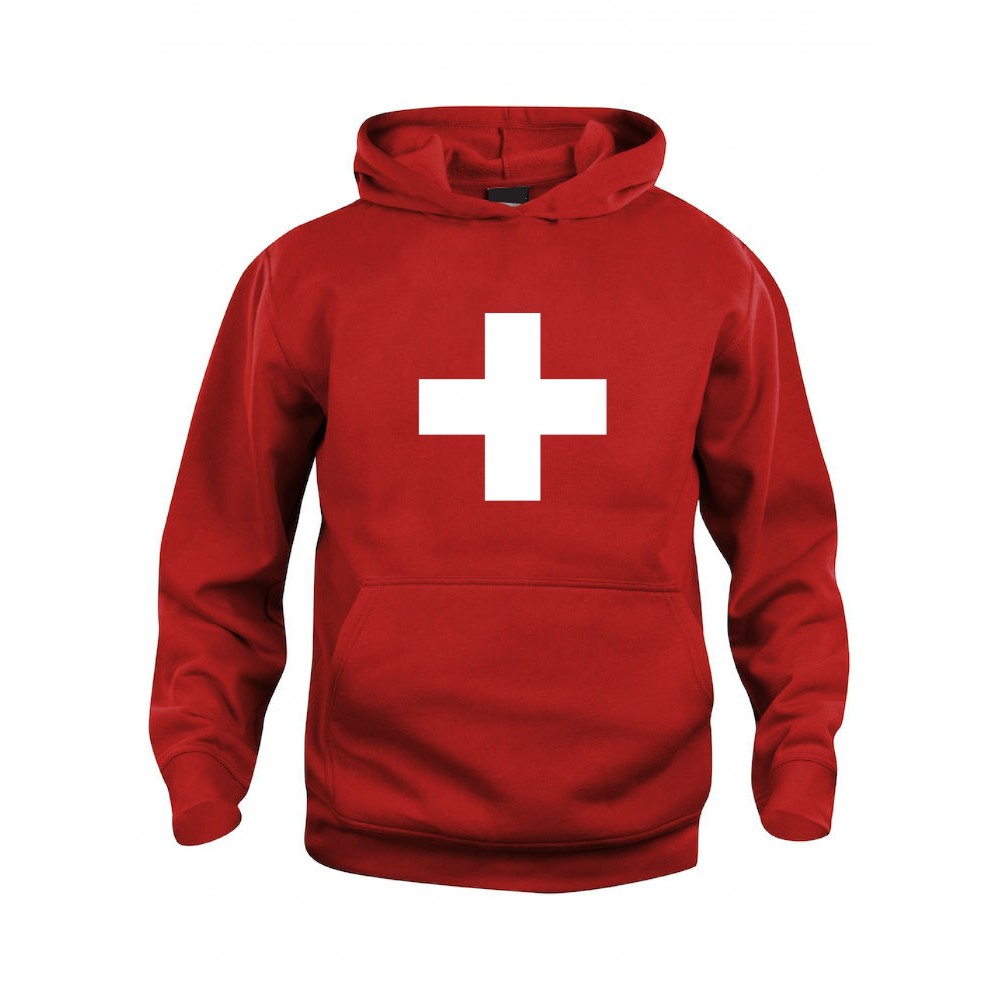 Sweat à capuche SUISSE rouge