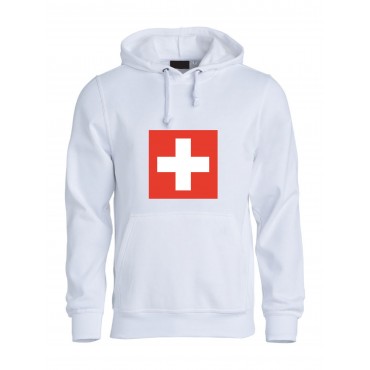 Sweat à capuche SUISSE blanc